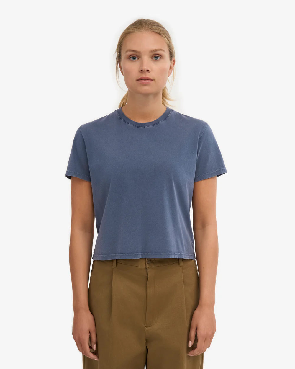 COLORFUL STANDARD - BOXY CROP T-SHIRT - NEPTUNE BLUE