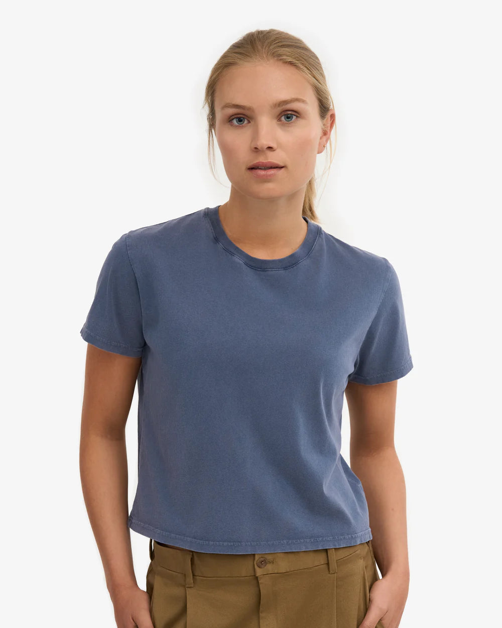 COLORFUL STANDARD - BOXY CROP T-SHIRT - NEPTUNE BLUE