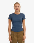 COLORFUL STANDARD - T-SHIRT COTELÉ - BLEU PETROLE