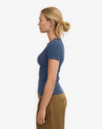 COLORFUL STANDARD - T-SHIRT COTELÉ - BLEU PETROLE
