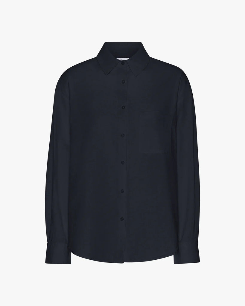 Navy blue oversized sales shirt