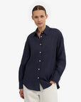 COLORFUL STANDARD - OVERSIZED LINEN SHIRT - NAVY