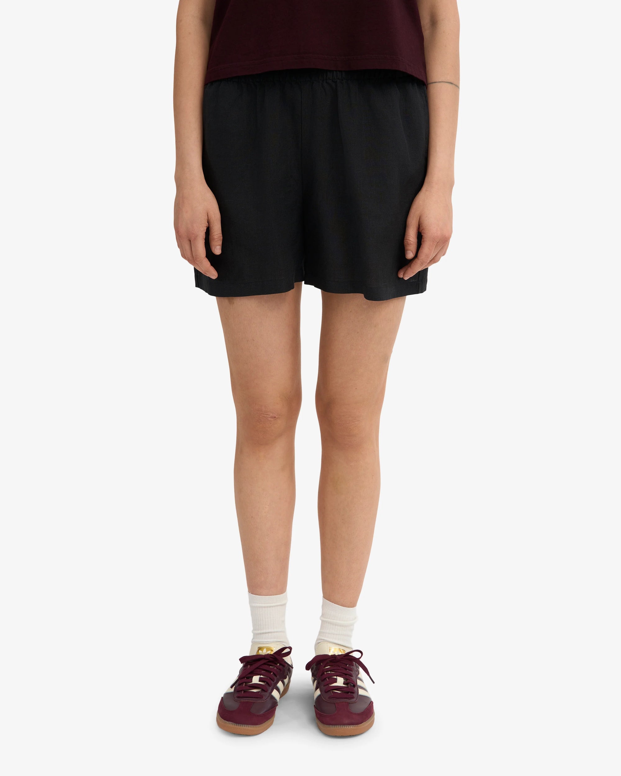 COLORFUL STANDARD - LINEN SHORTS - BLACK