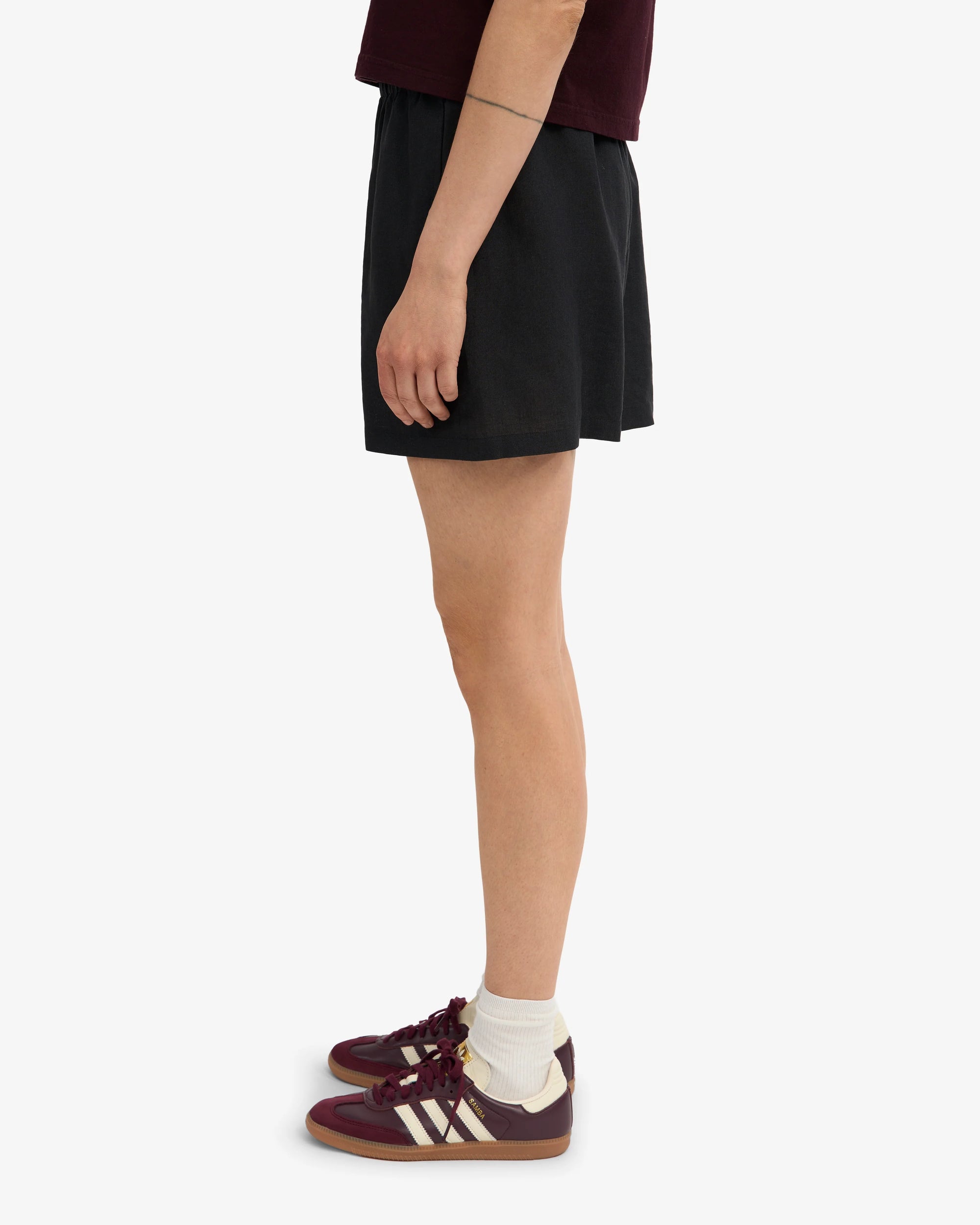 COLORFUL STANDARD - LINEN SHORTS - BLACK