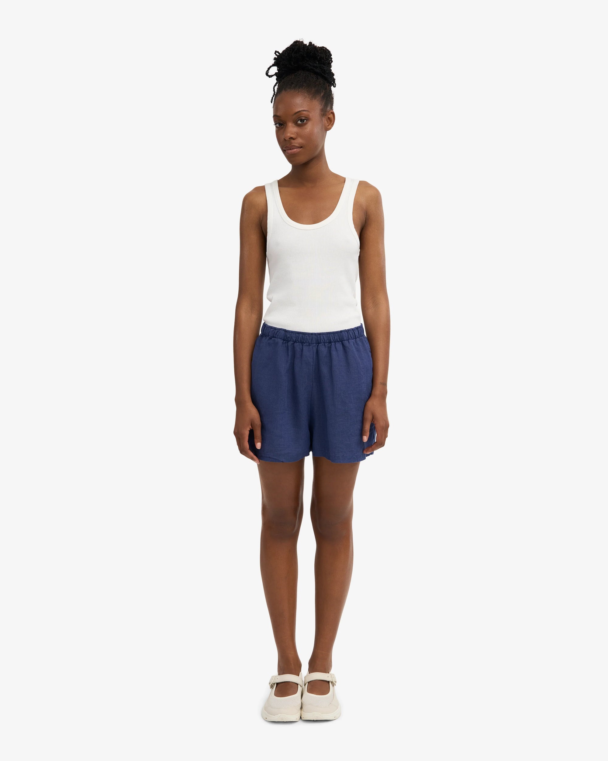 COLORFUL STANDARD - LINEN SHORTS - NAVY
