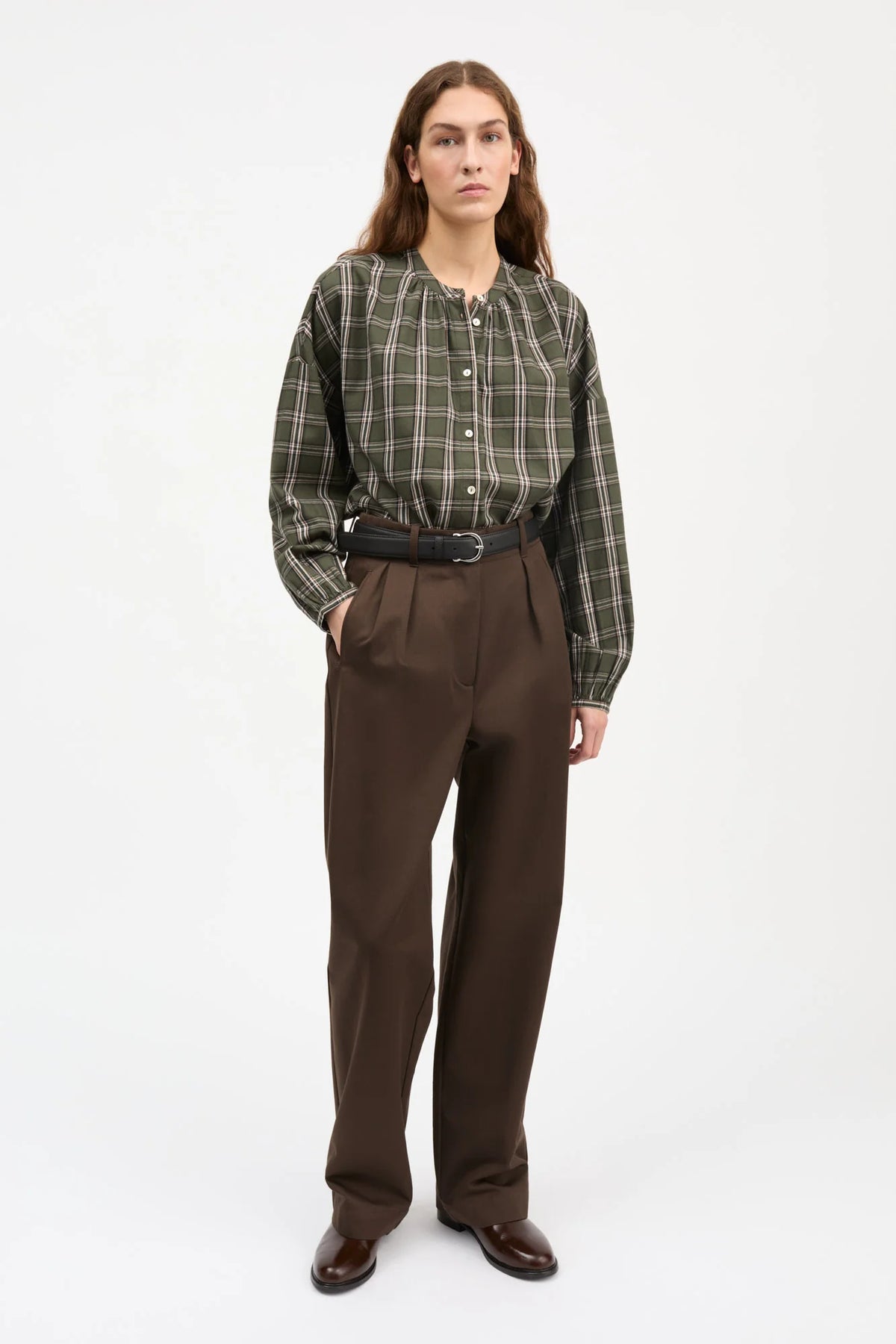 SKALL STUDIO - CILLA SHIRT - GREEN/WHITE CHECK - FW26