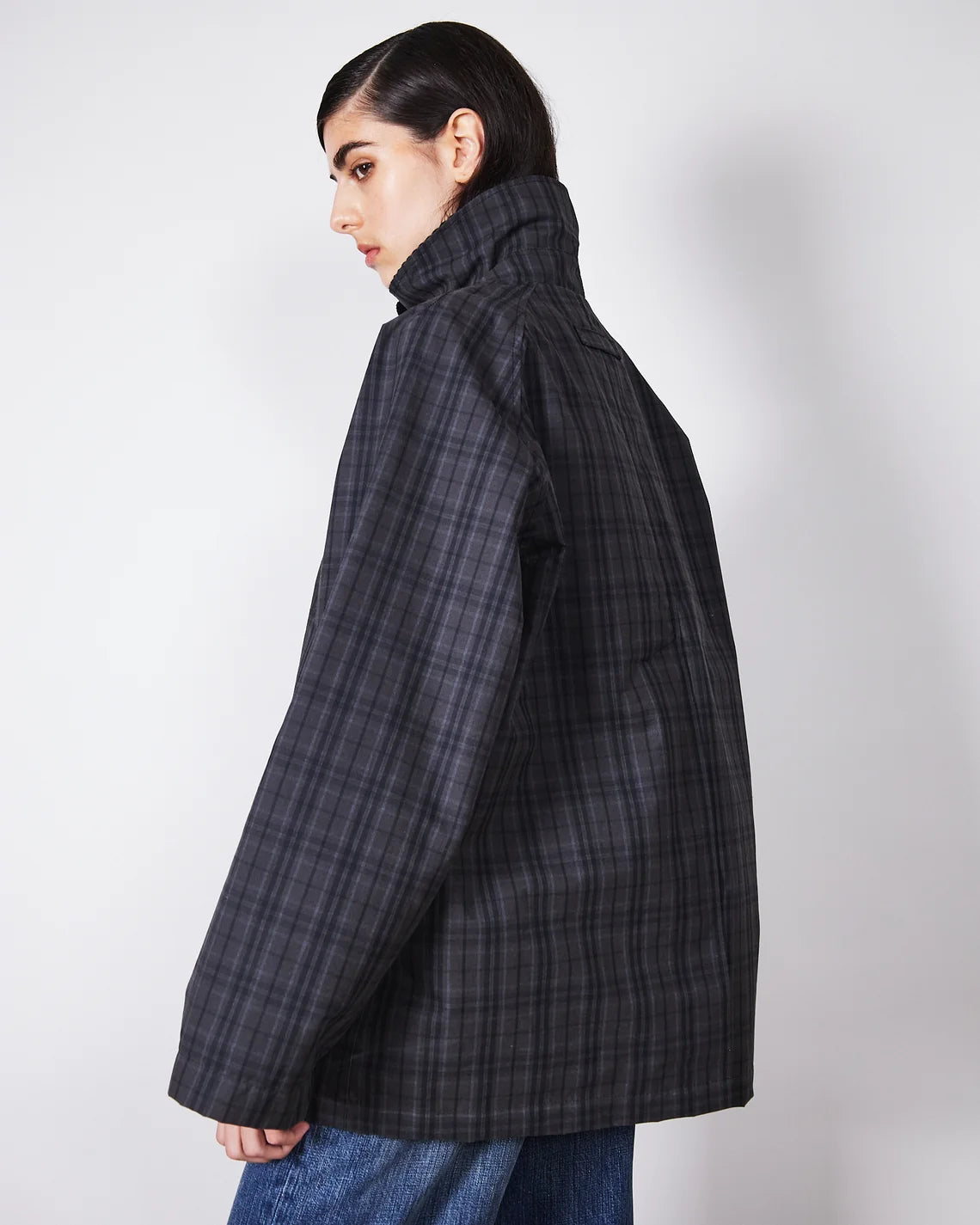 BRIXTOL TEXTILES - MANTEAU DAVONNA - NOIR À CARREAUX - AH26