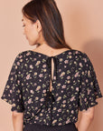 CHERRY BOBIN - HAUT ANASTASIA - FLEURI FONC NOIR - PÉ25