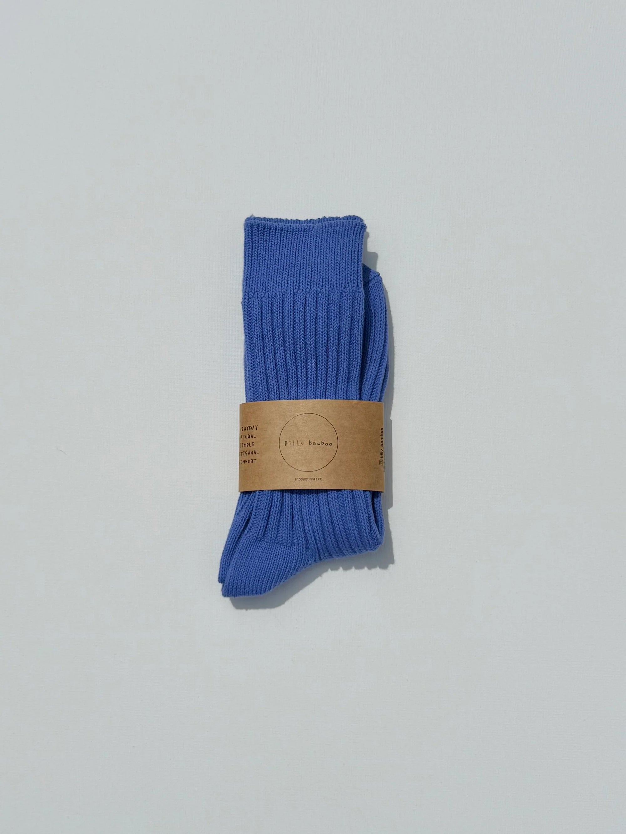 BILLY BAMBOO - RIBBED COTTON HIGH SOCKS - CRYSTAL BRIGHT