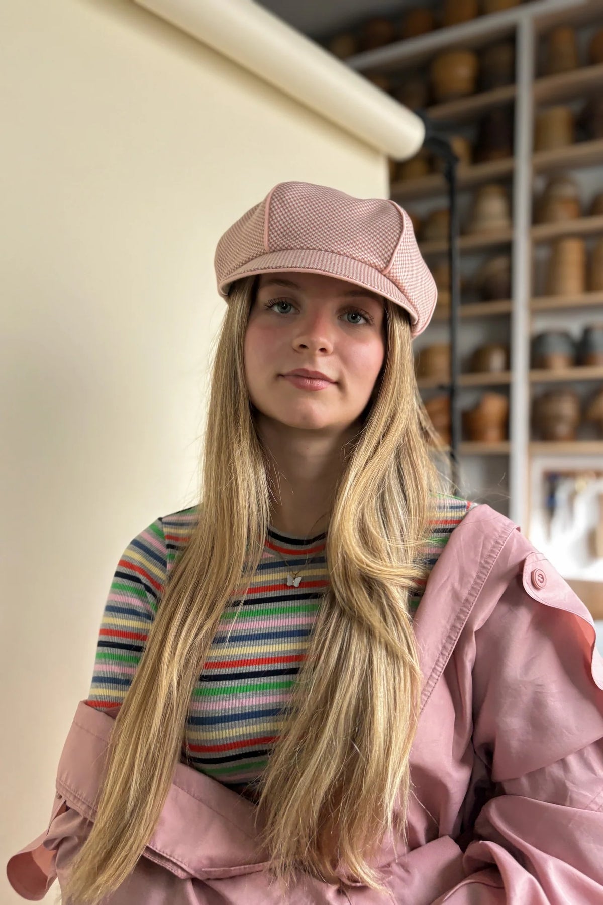HEIRLOOM - CASQUETTE GAZETTE - PIED-DE-POULE ROSE