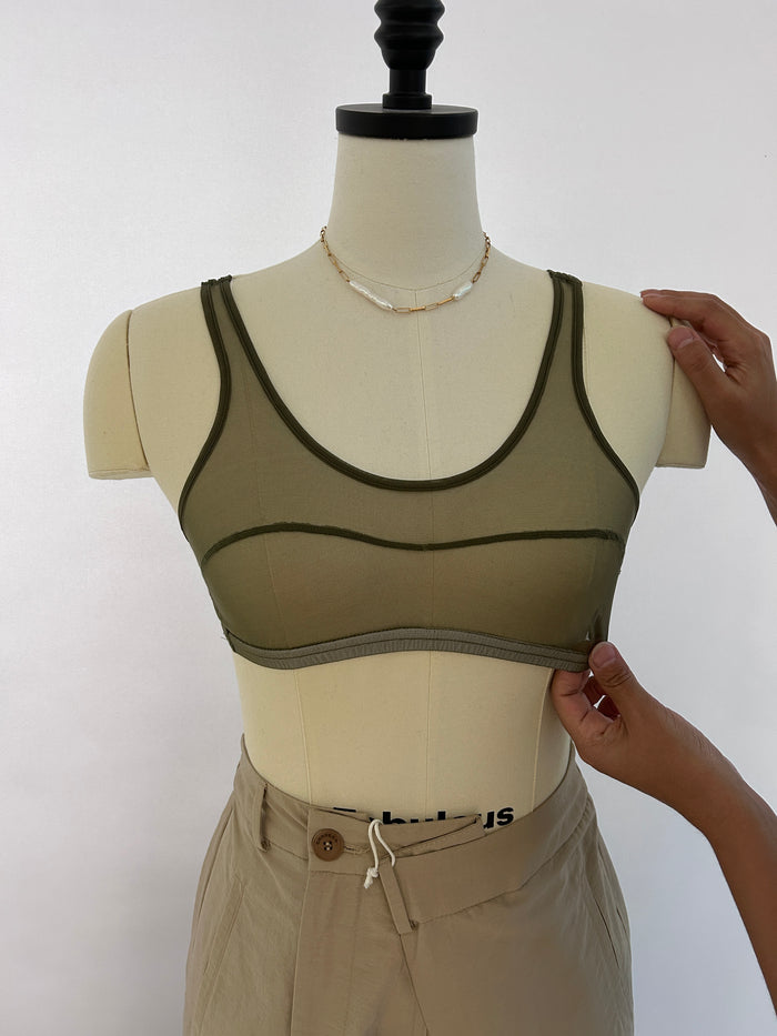 RICHER POORER - STRETCH RACER BACK BRALETTE - GREEN FATIGUE