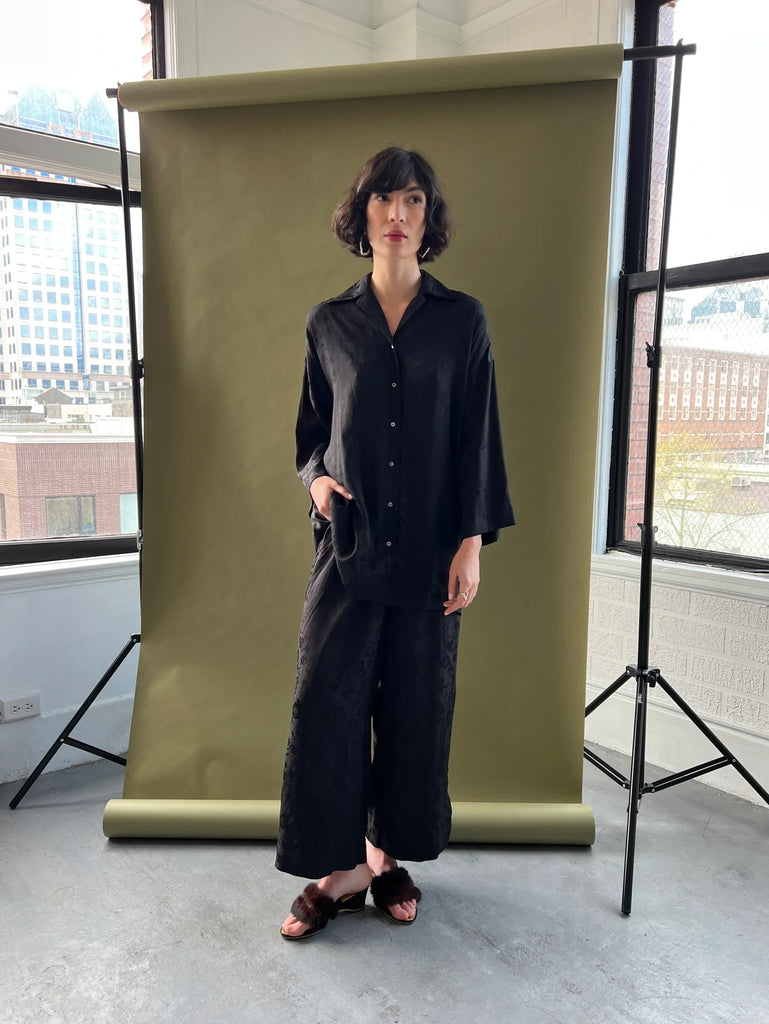 BRONZE AGE - PANTALON ONSEN - STARLIGHT FLORAL NOIR - AH23