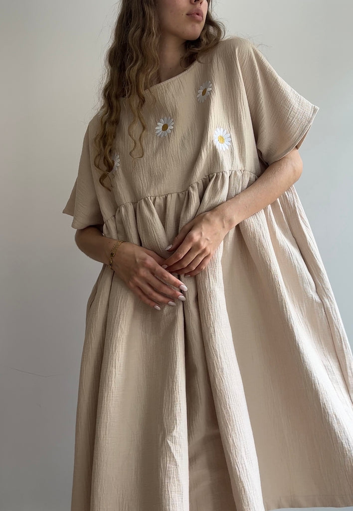 NOEMIAH - ROBE CECILIA - WAFFLE BEIGE MARGUERITES