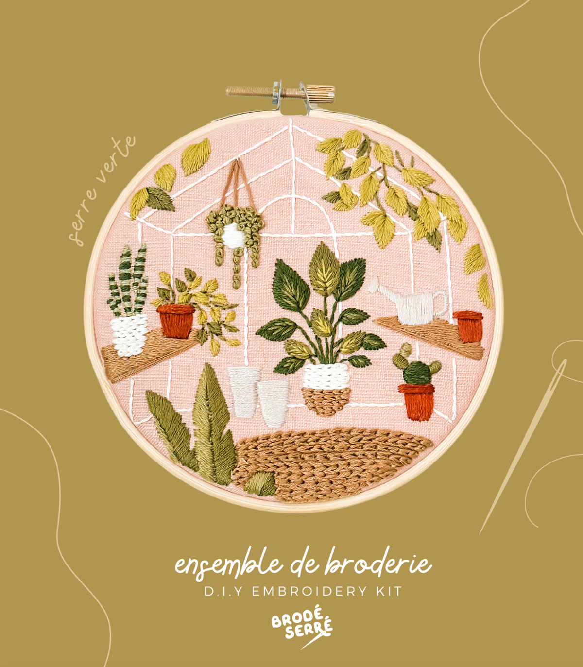 BRODÉ SERRÉ - DIY EMBROIDERY KIT - GREEN GREENHOUSE