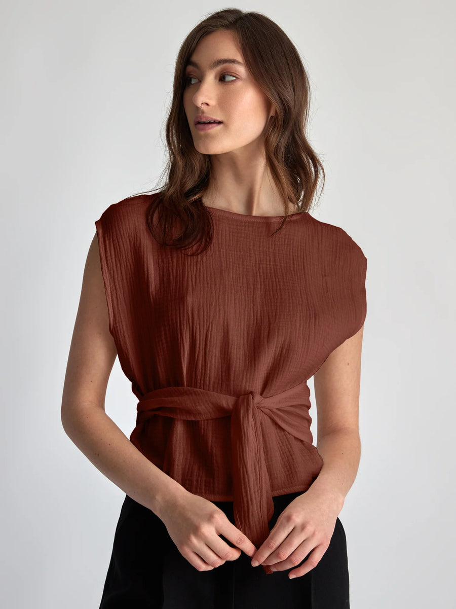 LÉPIDOPTÈRE - ELI KNOTTED TOP - BROWN