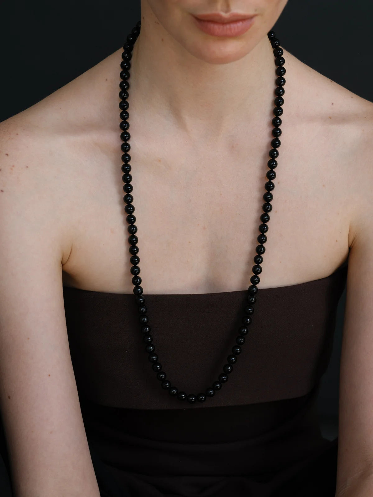 LISBETH JEWELRY - CLASSIC LONG BEAD NECKLACE - BLACK TOURMALINE