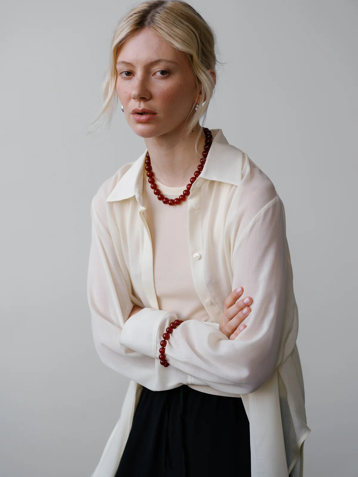LISBETH JEWELRY - LARGE BEAD NECKLACE - RED AGATE