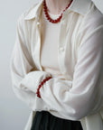 LISBETH JEWELRY - LARGE BEAD BRACELET - RED AGATE