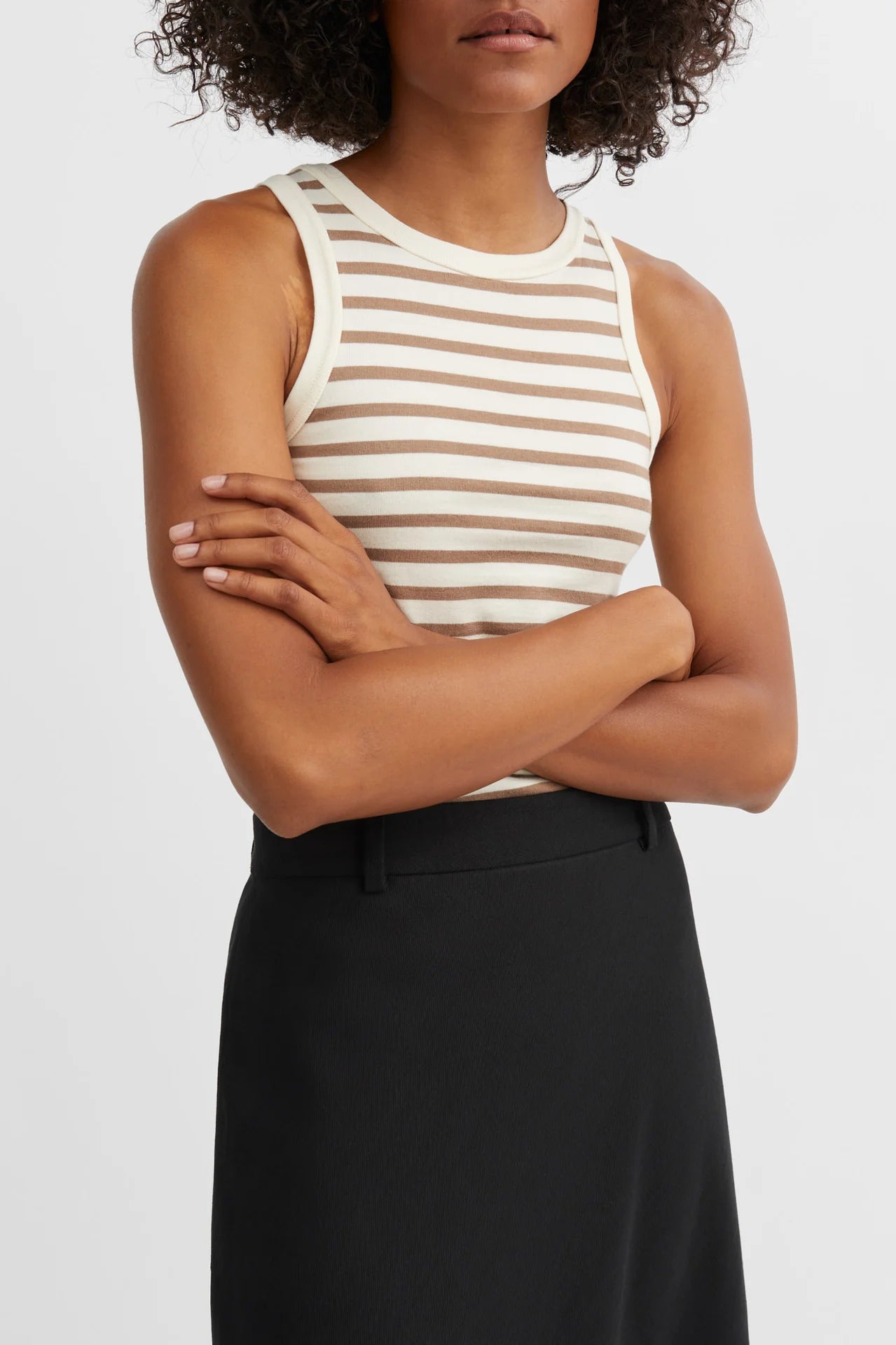 SKALL STUDIO - LOUI TANK TOP - LIGHT BROWN/WHITE STRIPES - PÉ25