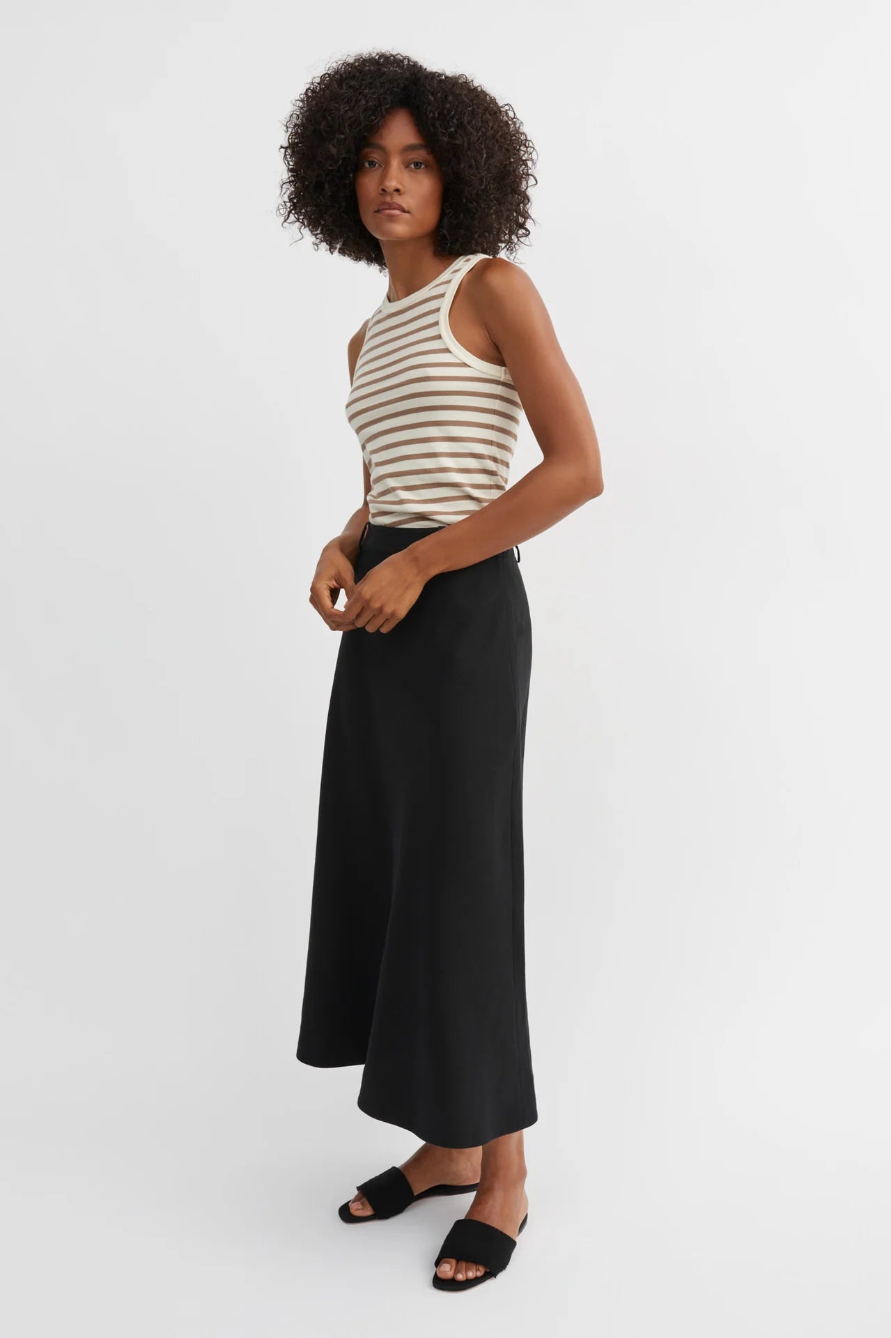 SKALL STUDIO - LOUI TANK TOP - LIGHT BROWN/WHITE STRIPES - PÉ25