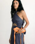 A BRONZE AGE - BEAN BAG - TANGERINE/NAVY POLKA DOTS - SS26