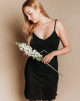 Q FOR QUINN - ROBE NUISETTE EN POINTELLE - NOIR
