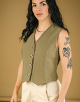 MERCEDES MORIN - PORTLAND VEST - KHAKI - SS26