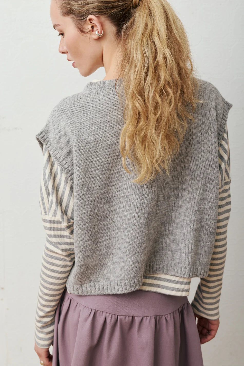 EVE GRAVEL - TRICOT SANS MANCHE POTTER - GRIS - AH26