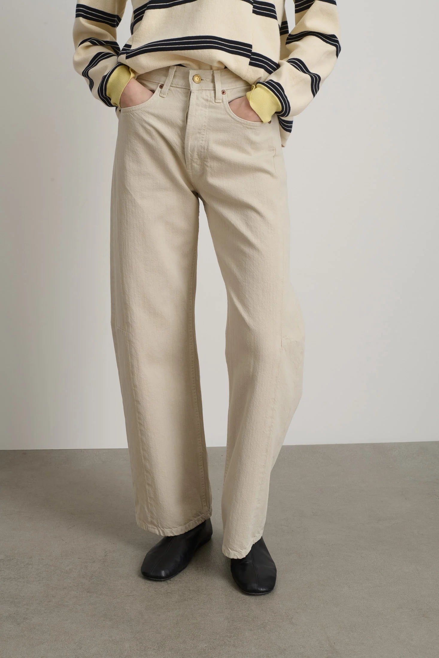 B SIDES - SLIM LASSO JEANS - CHALK OVERDYE