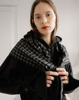 A BRONZE AGE - SCOUT SHAWL - NYLON NOIR/CHELSEA PLAID - AH26