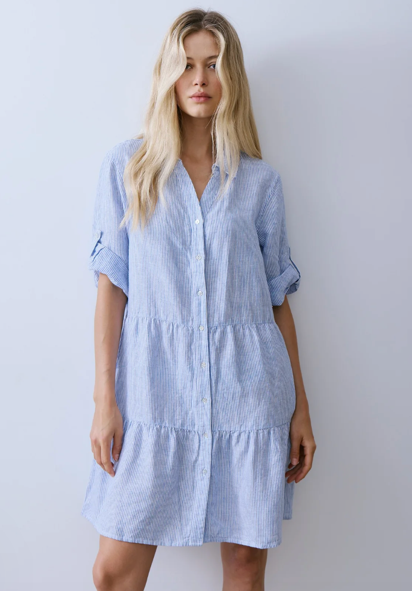 MELISSA NEPTON - MOREL DRESS - BLUE STRIPES - SIZE 26