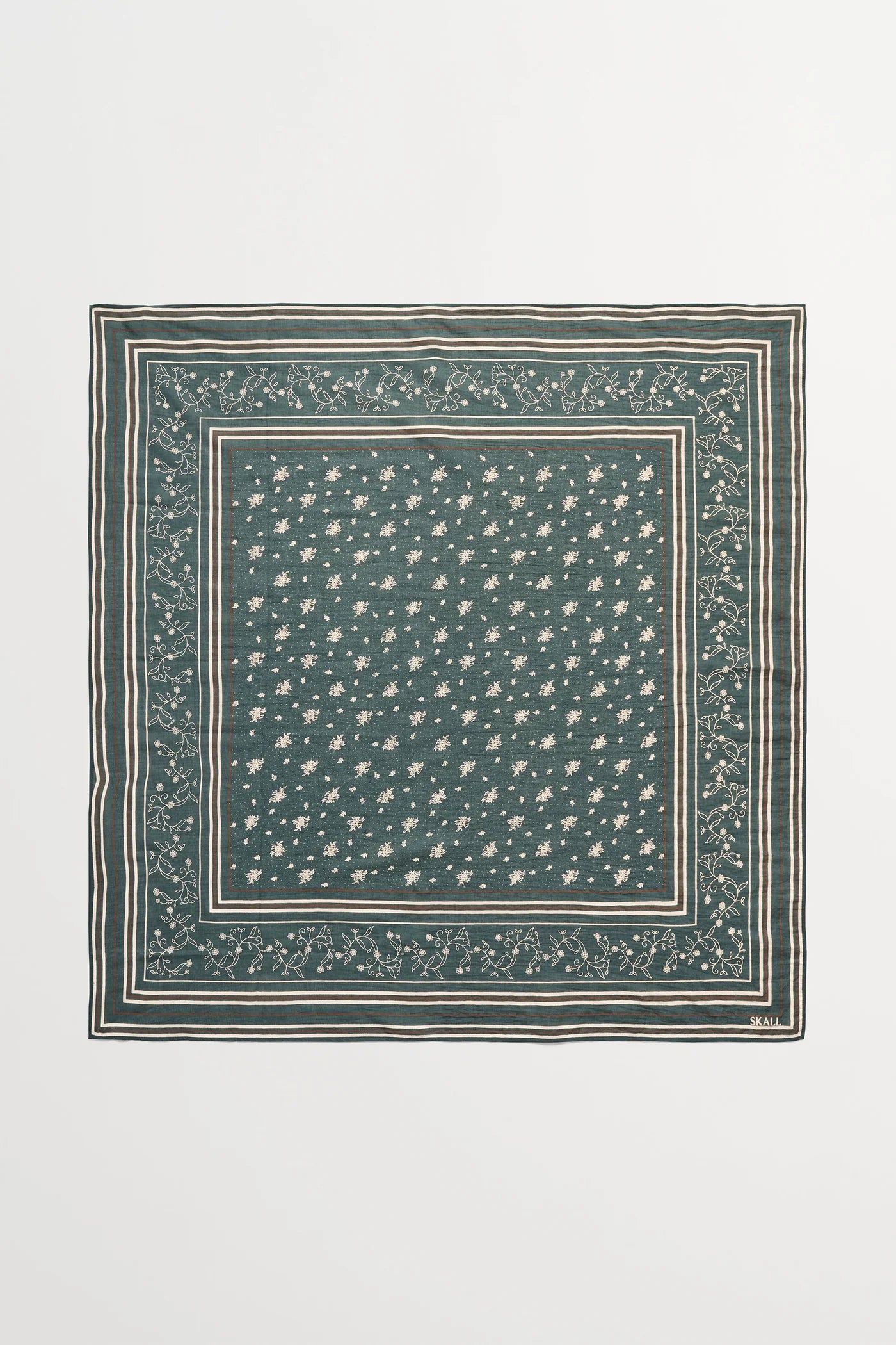 SKALL STUDIO - FOULARD CLASSIQUE - VERT FONCÉ/BRUN - 90X90 - AH26