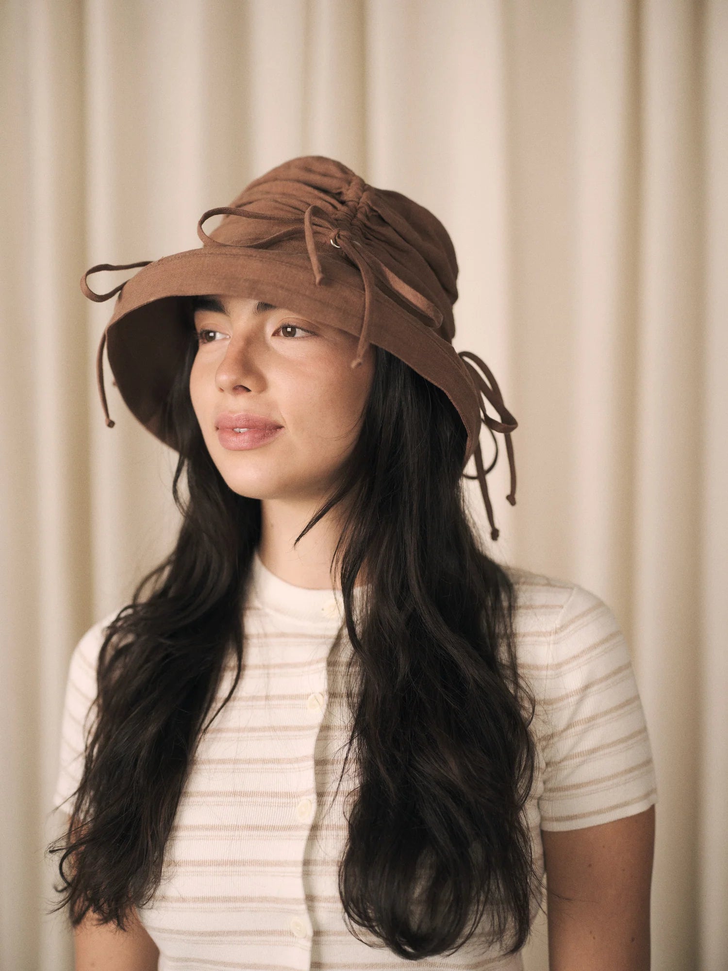 HEIRLOOM - THYM - CHAPEAU BOB FRONCÉ EN LIN