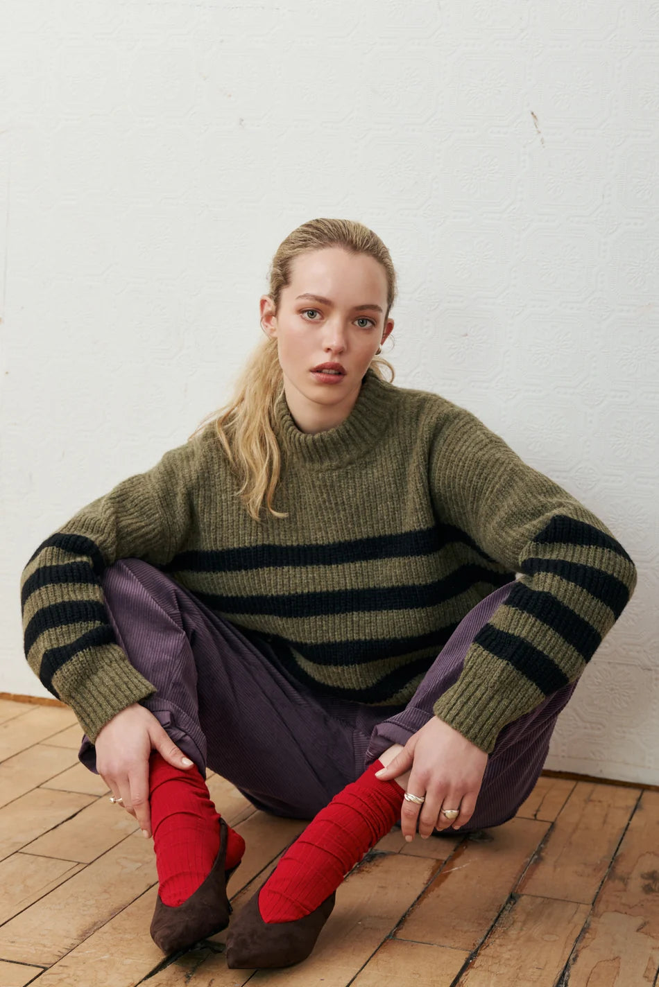 EVE GRAVEL - TRICOT WEASLEY - KAKI/NOIR - AH26