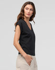 DUER - T-SHIRT DOLMAN PURE PIMA COL V - NOIR