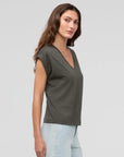 DUER - T-SHIRT DOLMAN PURE PIMA COL V - EVERGREEN