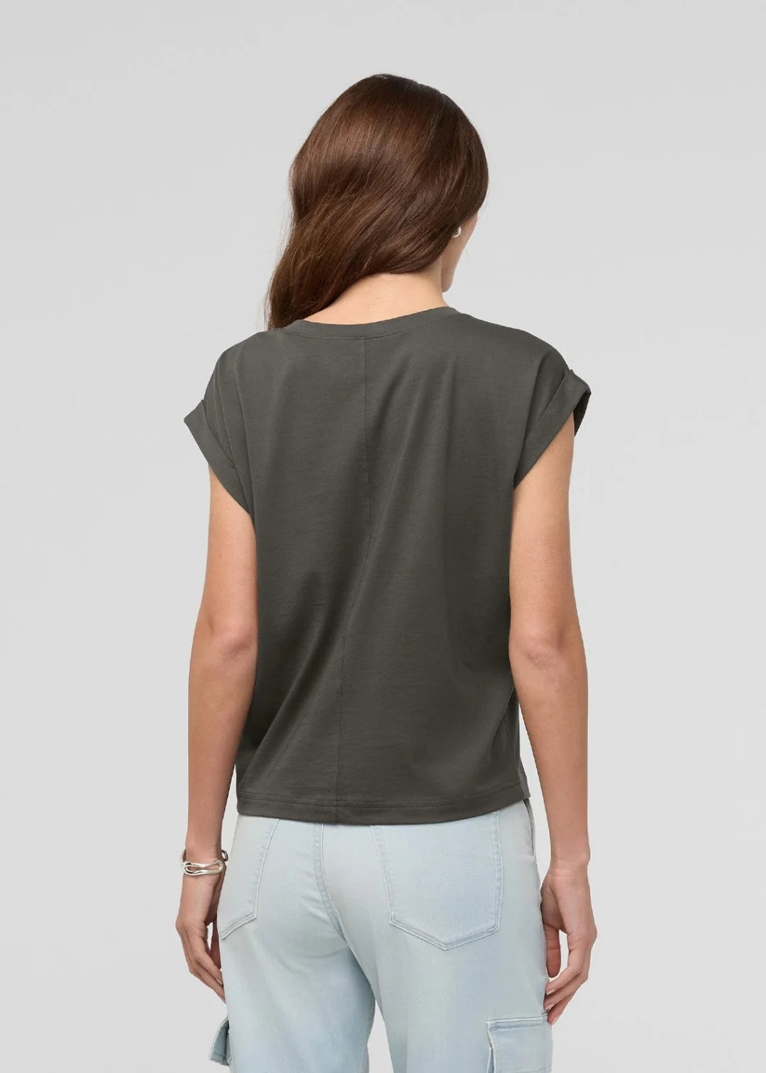 DUER - T-SHIRT DOLMAN PURE PIMA COL V - EVERGREEN