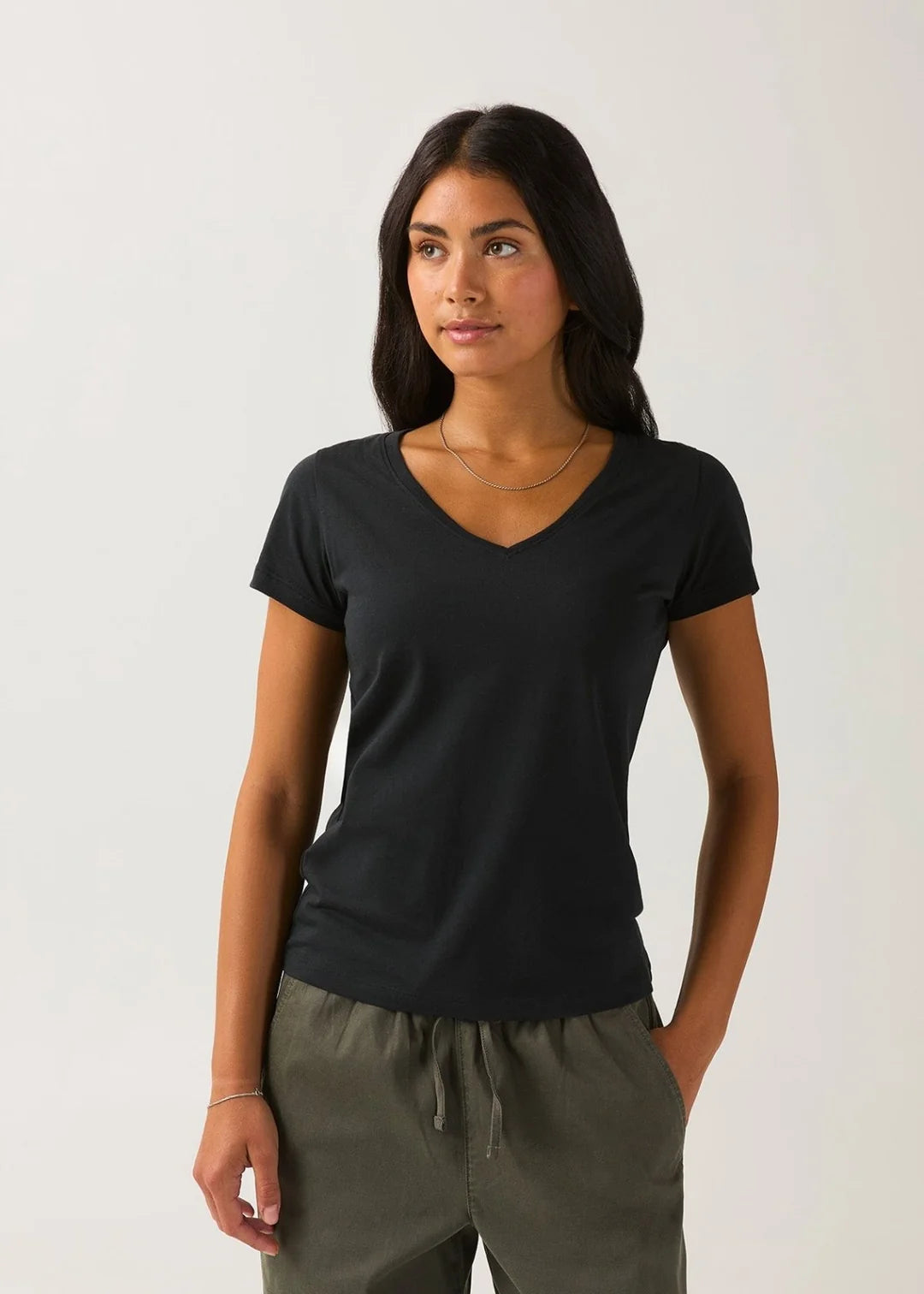 DUER - T-SHIRT SLIM PURE PIMA COL V - NOIR