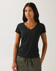 DUER - T-SHIRT SLIM PURE PIMA COL V - NOIR