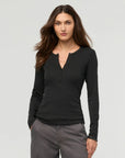 DUER - HAUT HENLEY COTON PIMA CÔTELÉ - NOIR