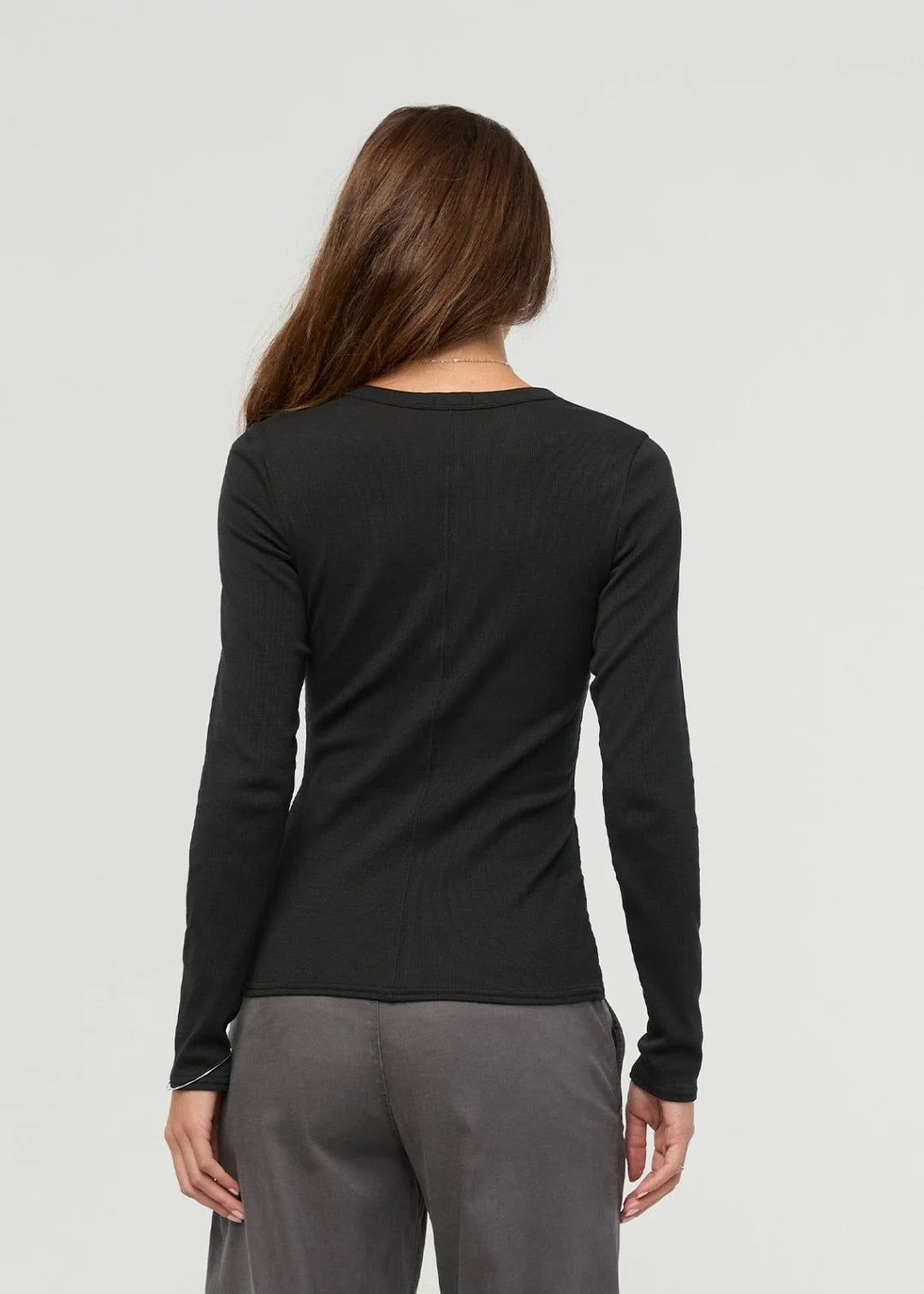 DUER - HAUT HENLEY COTON PIMA CÔTELÉ - NOIR