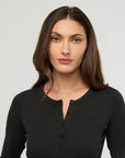 DUER - HAUT HENLEY COTON PIMA CÔTELÉ - NOIR