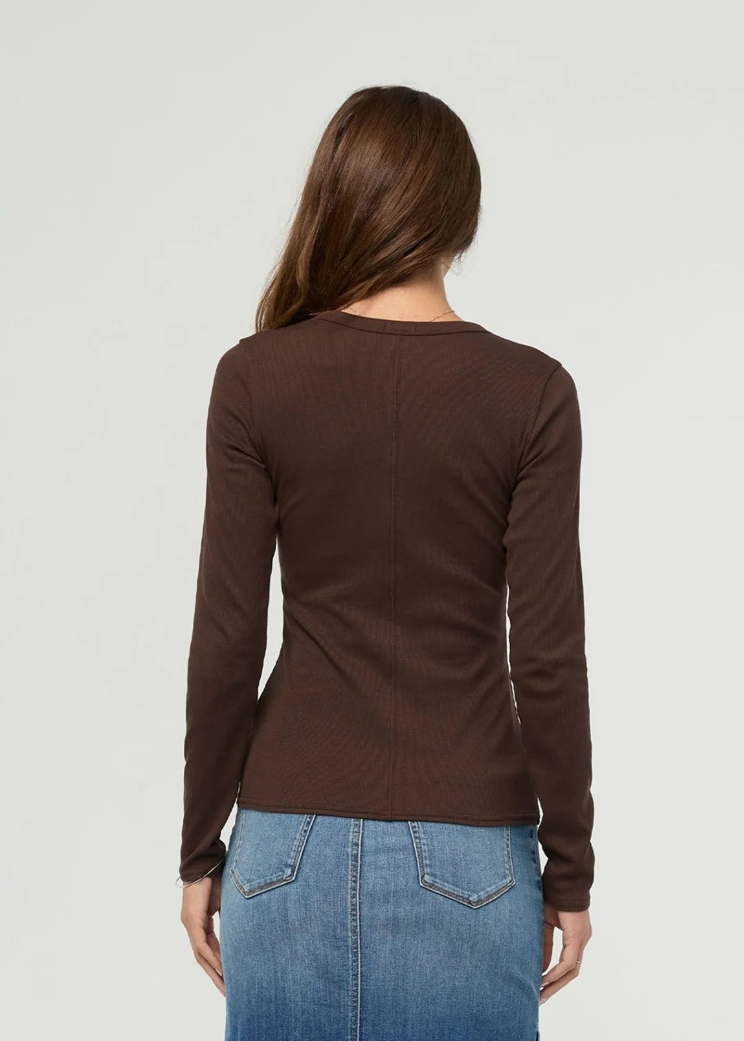 DUER - HAUT HENLEY COTON PIMA CÔTELÉ - ESPRESSO