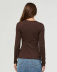 DUER - HAUT HENLEY COTON PIMA CÔTELÉ - ESPRESSO