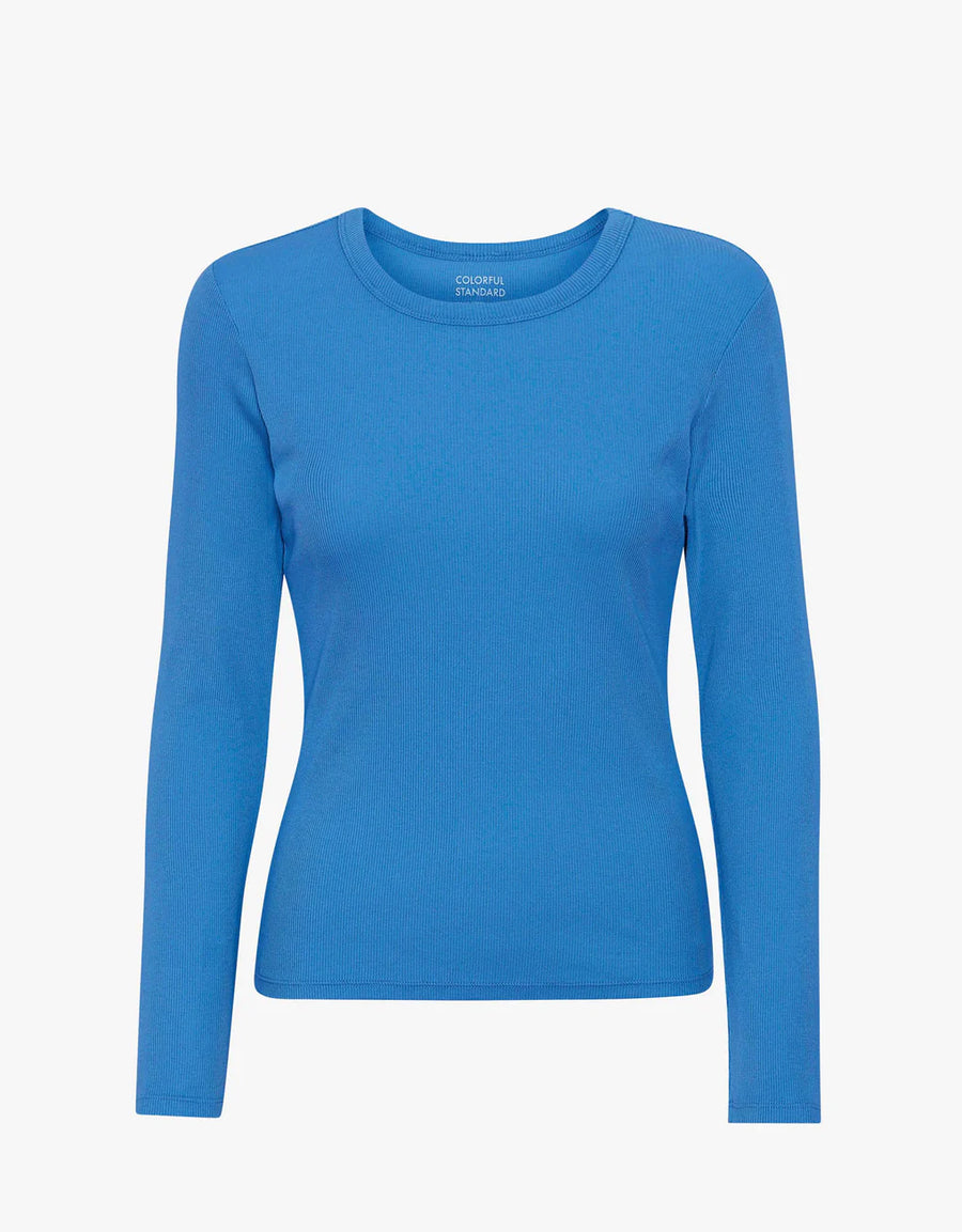 COLORFUL STANDARD - T-SHIRT RIB MANCHES LONGUES - BLEU PACIFIQUE