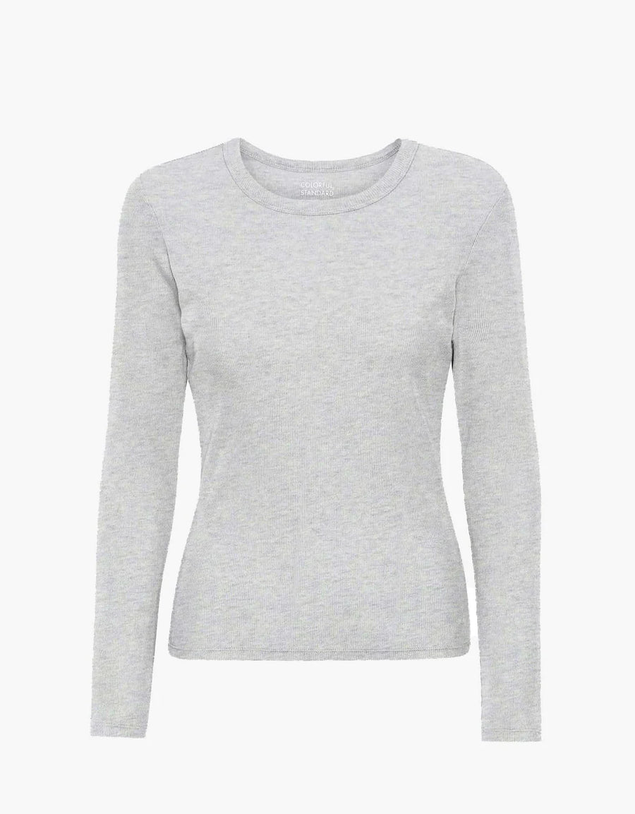COLORFUL STANDARD - T-SHIRT RIB MANCHES LONGUES - MELANGE NEIGE