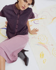 EVE GRAVEL - CHEMISE APOLINE - MARINE ET BOURGOGNE - AH25