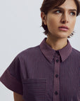EVE GRAVEL - CHEMISE APOLINE - MARINE ET BOURGOGNE - AH25