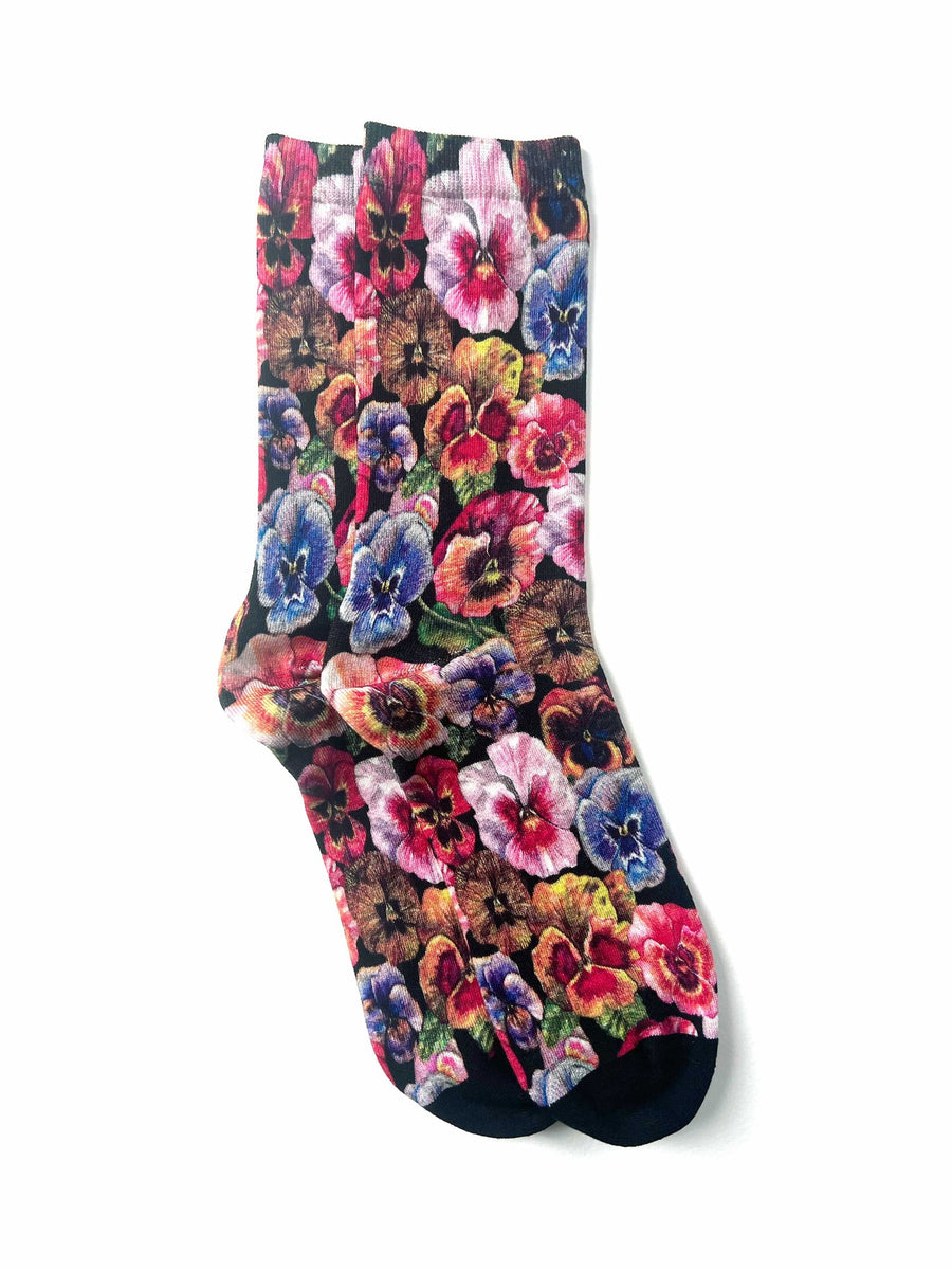 STRATHCONA - BAMBOO SOCKS - BLACK PANSY