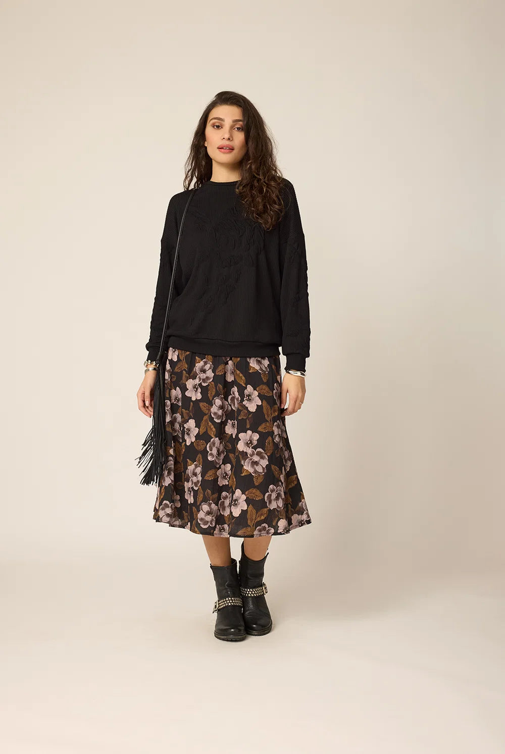 CHLO - COURTNEY SKIRT - BLACK FLOWERS - FW26
